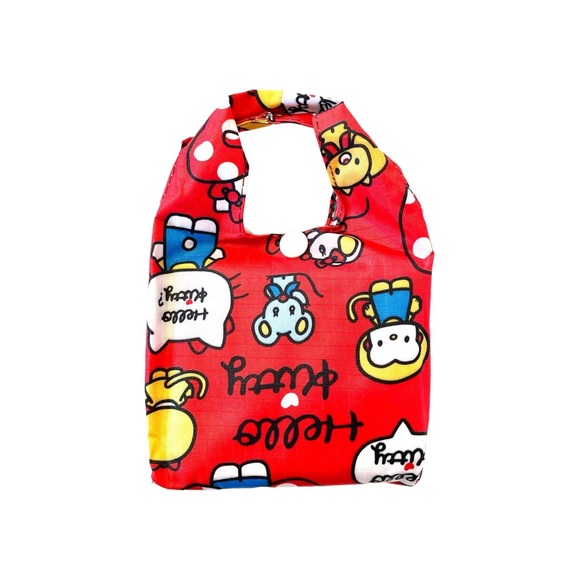 Cute Hello Kitty Red Reusable Foldable Grocery Shopping Bag with Case Bag NWOT - Picture 2 of 3